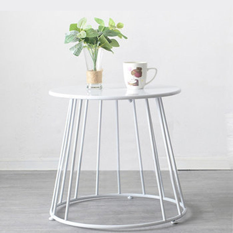 Simple Iron Art Bedroom Round Coffee Table, Color:White 55x55x52cm