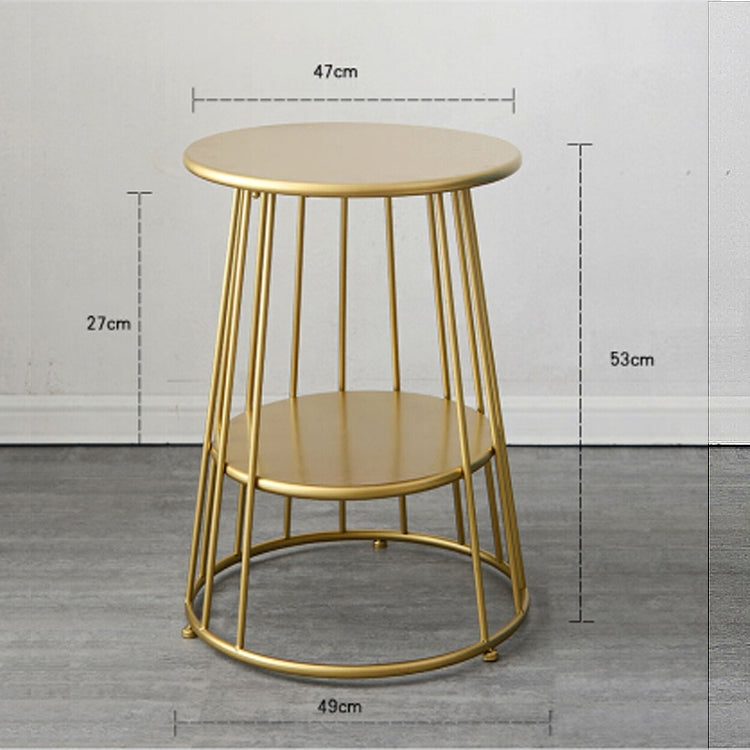 Simple Iron Art Bedroom Round Coffee Table, Color:Gold 55x55x52cm