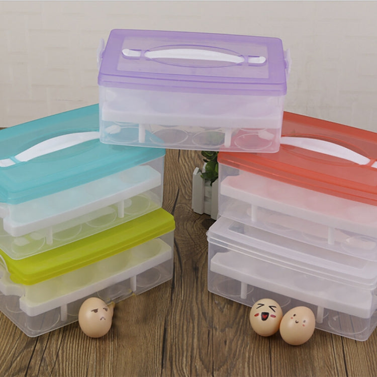 24 Grid Bilayer Organizer Refrigerator Egg Storing Portable Storage Box Container