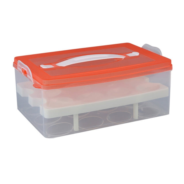 24 Grid Bilayer Organizer Refrigerator Egg Storing Portable Storage Box Container