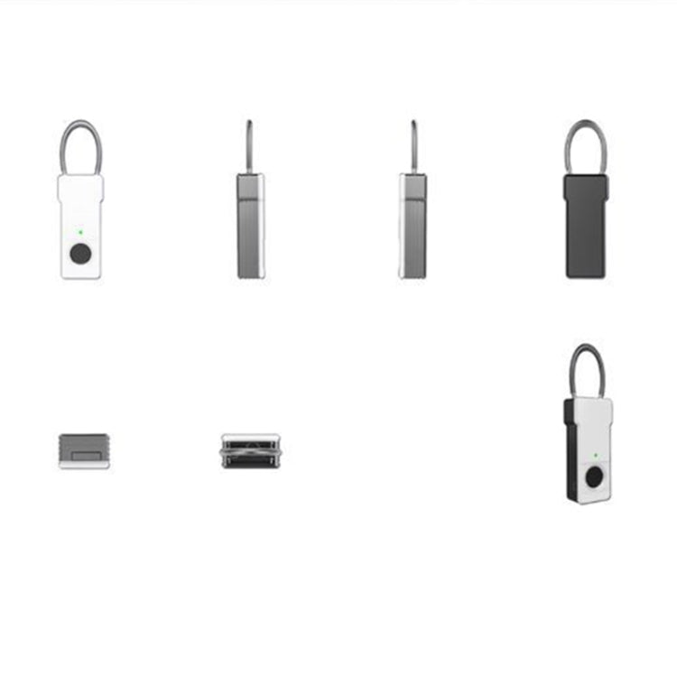 Smart Keyless Fingerprint Padlock USB Rechargeable IP65 Waterproof Anti-Theft Security Padlock Door Luggage Case Lock(Black)