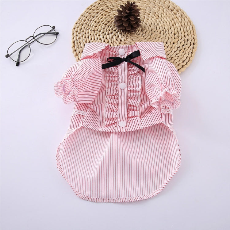 Pet Clothes Pet Stripe Lace Puff Sleeve Shirt, Size:XXL