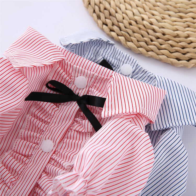 Pet Clothes Pet Stripe Lace Puff Sleeve Shirt, Size:XXL