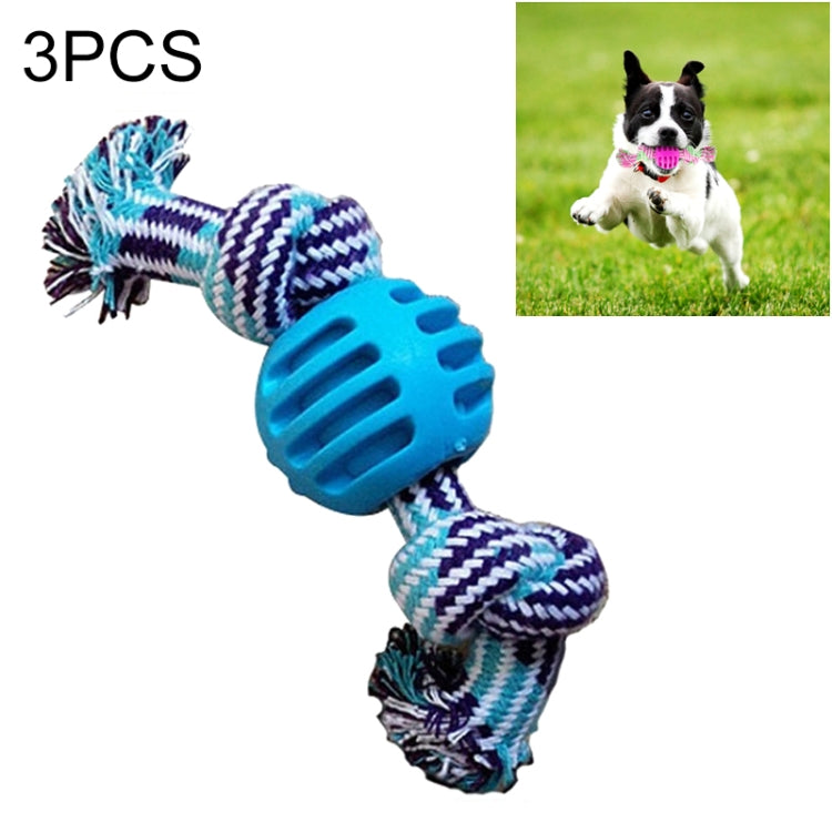 3 PCS Pet Dog Toys Chew Teeth Clean Outdoor Training Fun Playing Rope Ball