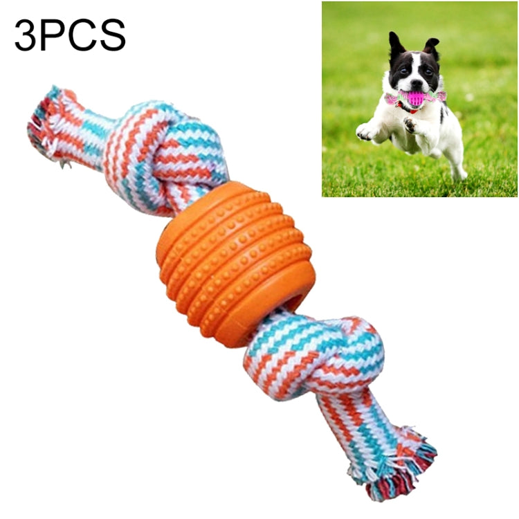 3 PCS Pet Dog Toys Chew Teeth Clean Outdoor Training Fun Playing Rope Ball