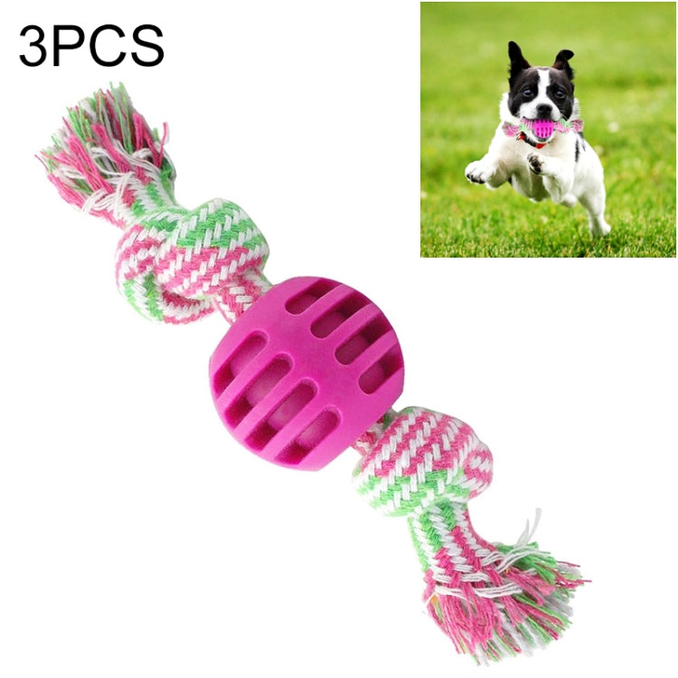 3 PCS Pet Dog Toys Chew Teeth Clean Outdoor Training Fun Playing Rope Ball