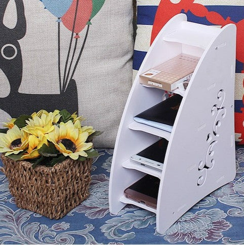 Creative Hotel Remote Control Multi-function Desktop Plastic Storage Box, Colour: White O bubble (remote control storage box)( white 19*17*9)