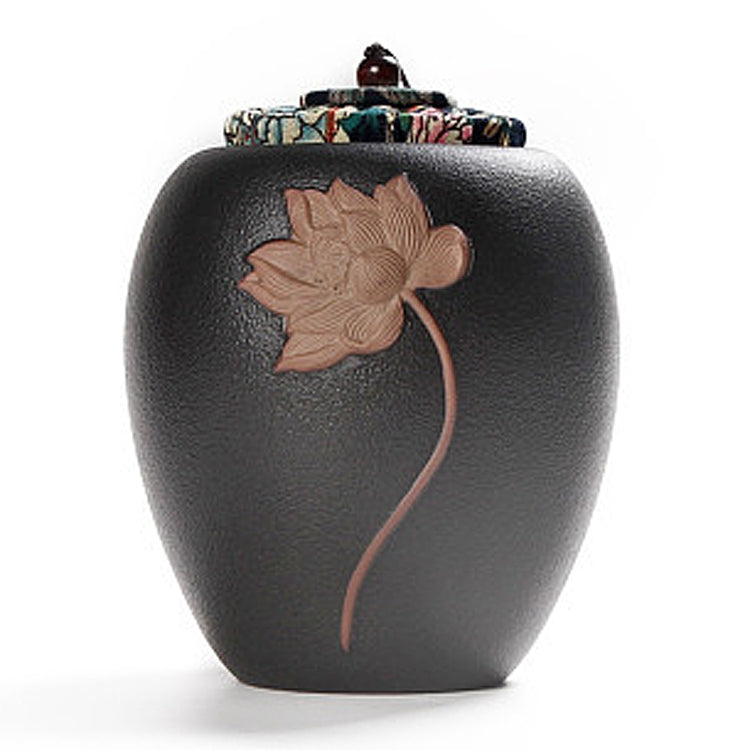 Medium Stoneware Black Pottery Seal Saving Tea Can Tea Pot