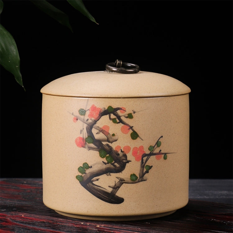 Portable Retro Hand Painted Emboss Mini Ceramics Stoneware Tea Sealed Can