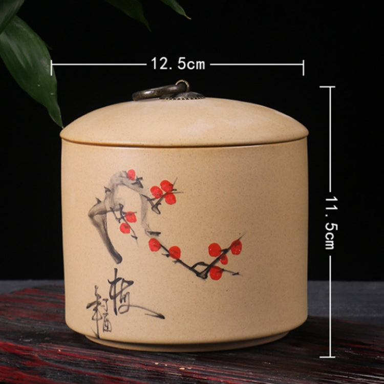 Portable Retro Hand Painted Emboss Mini Ceramics Stoneware Tea Sealed Can