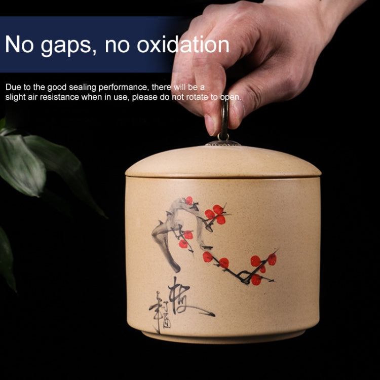 Portable Retro Hand Painted Emboss Mini Ceramics Stoneware Tea Sealed Can