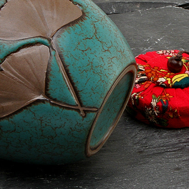 Elegant Creative Stoneware Black Tea Green Tea Teapot Sealed Piggy Bank(Blue)