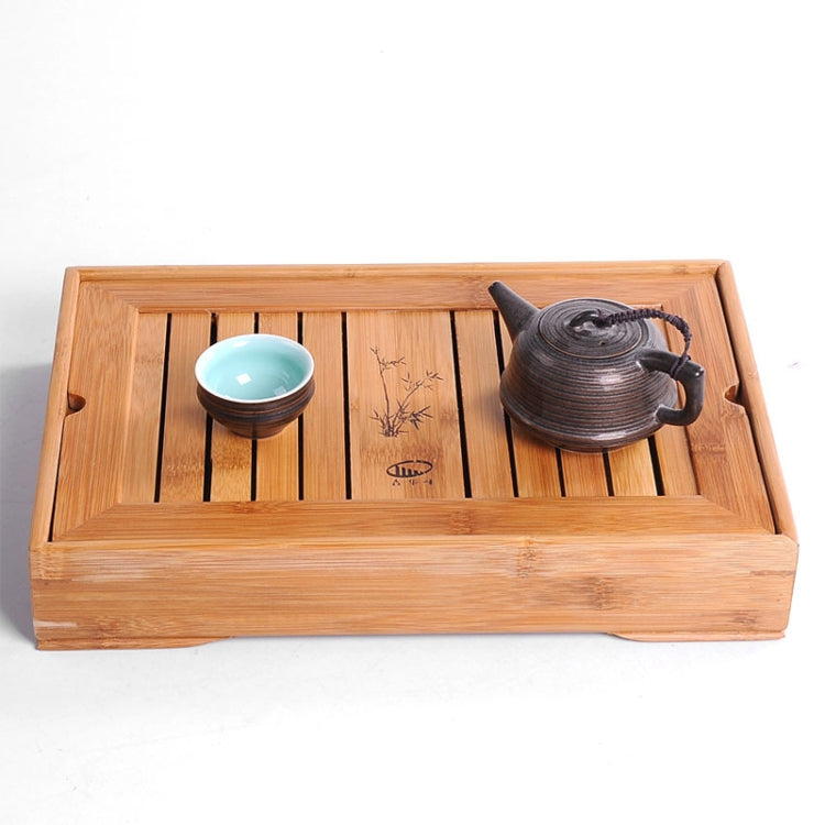 Bamboo Small Water Tea Tray Water Storage Kungfu Tea Set Hotel Tea Table, Size: 26.5*18.5*6.5cm
