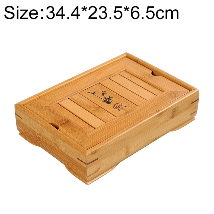 Bamboo Small Water Tea Tray Water Storage Kungfu Tea Set Hotel Tea Table, Size: 34.4*23.5*6.5cm