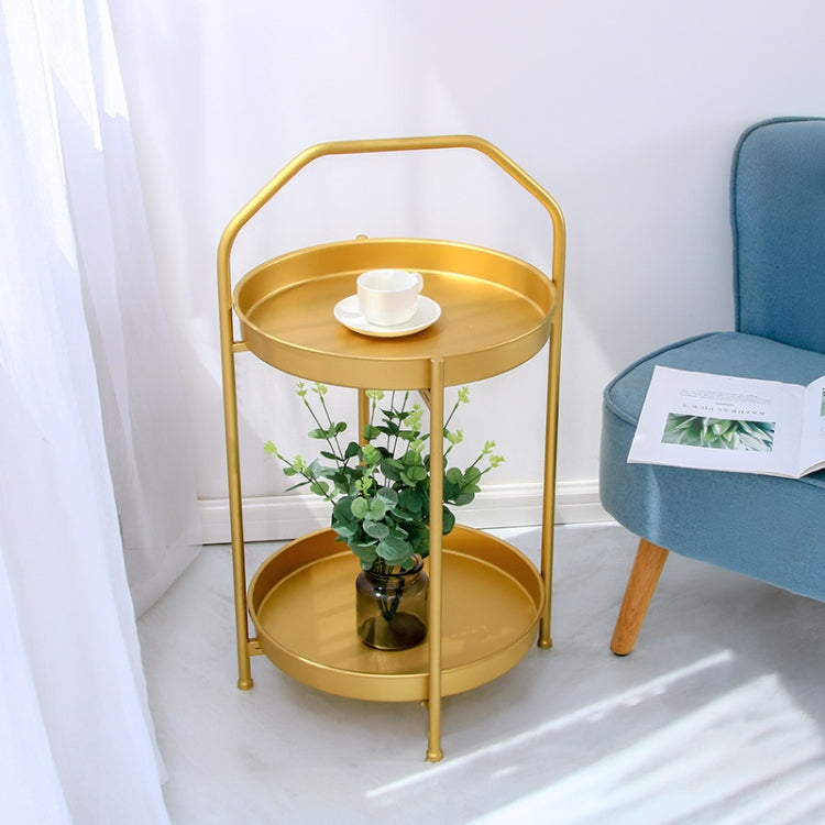 Simple Small Apartment Living Room Portable Mobile Double Layer Mini Coffee Table(White)