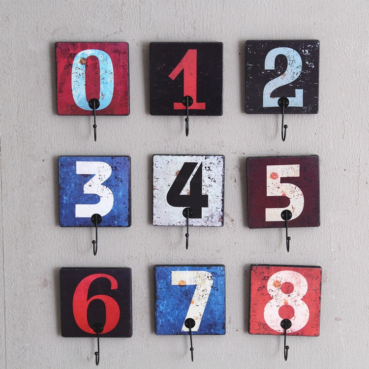 Retro Creative Number Hooks Coat Hook Wall Decoration Wall Hanging