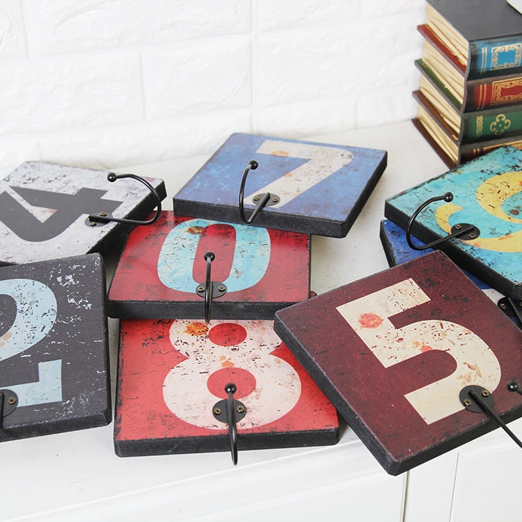 Retro Creative Number Hooks Coat Hook Wall Decoration Wall Hanging