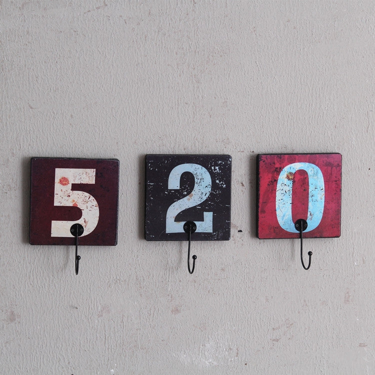 Retro Creative Number Hooks Coat Hook Wall Decoration Wall Hanging