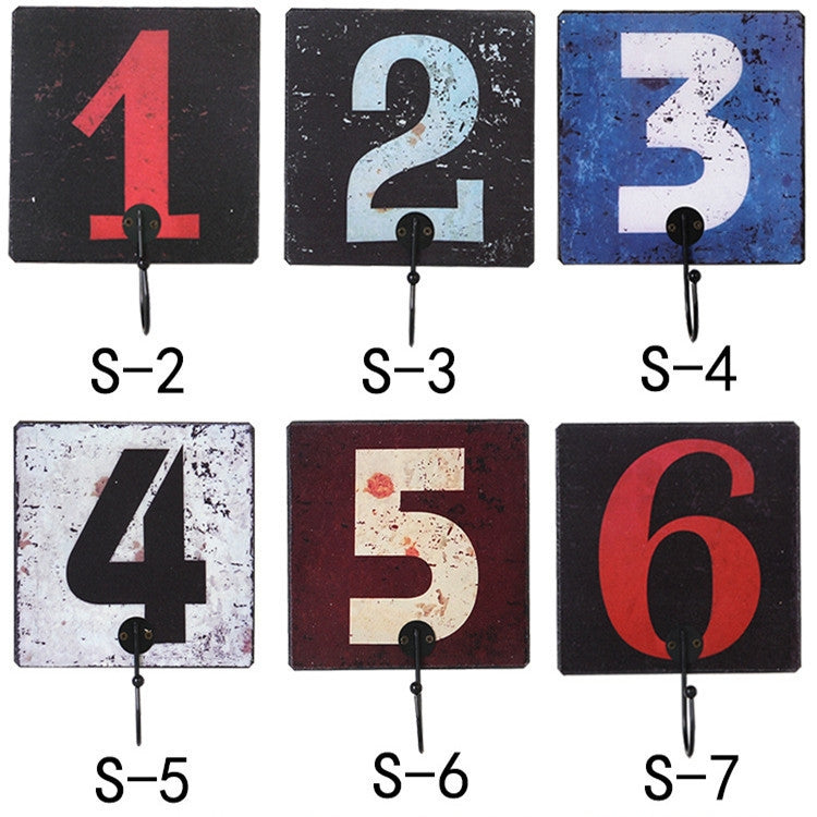 Retro Creative Number Hooks Coat Hook Wall Decoration Wall Hanging