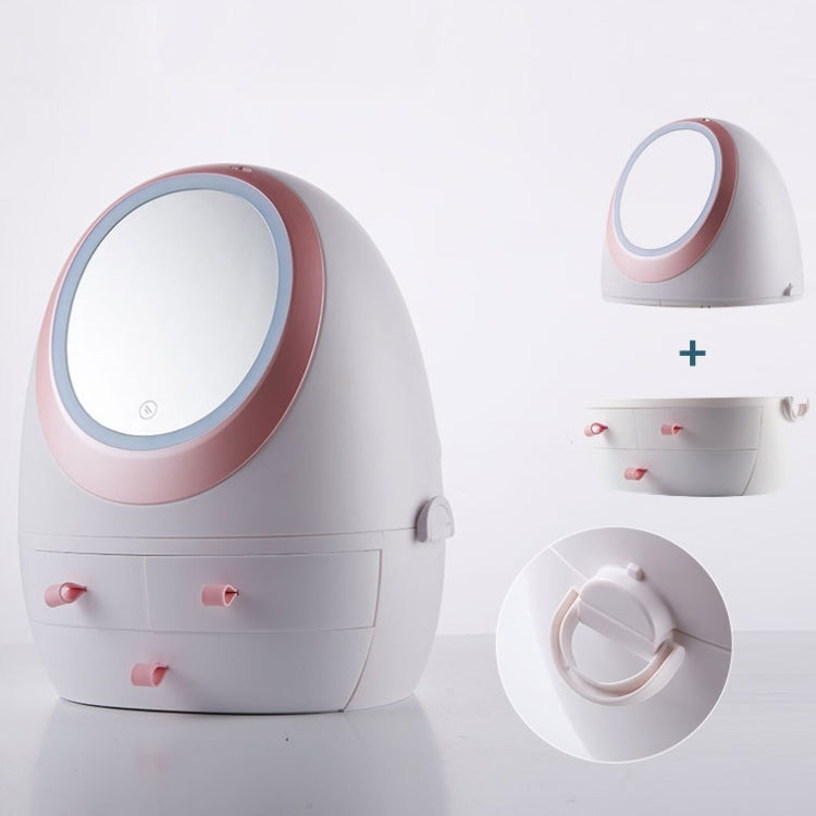 Desktop Dustproof Portable Cosmetic Storage Box With Mirror, Colour: White Single Mirror