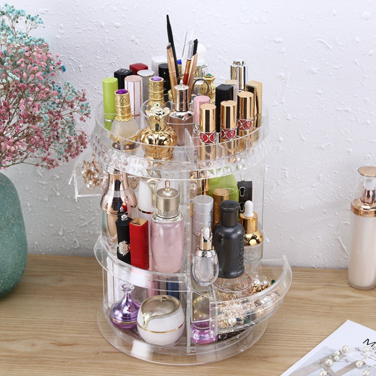 360 Degree Rotating Makeup Storage Box Diamond Shape Drawer Multilayer Dresser Desktop Shelf With Drawer