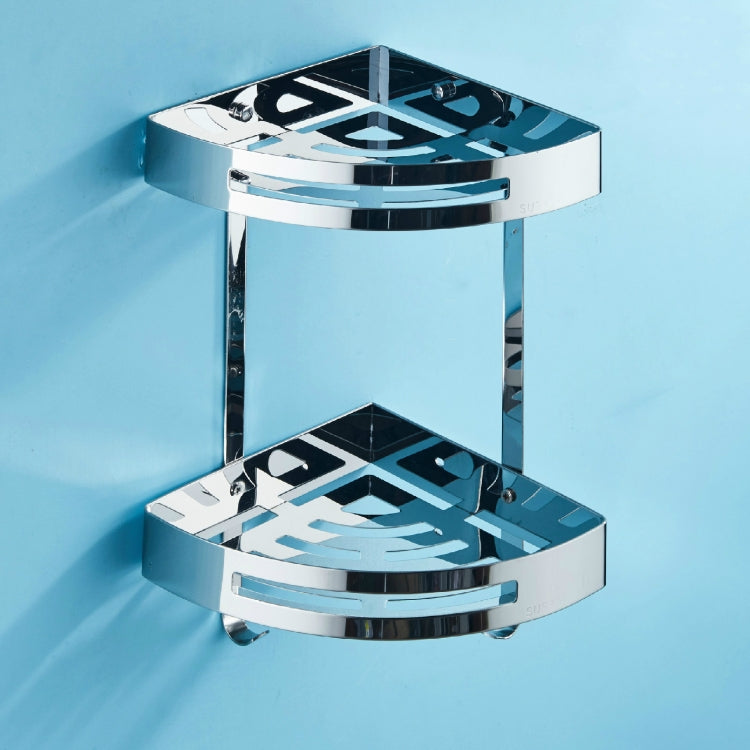 Stainless Steel Soap Holder Dish Bathroom Rack, Style:Triangular Double Layer