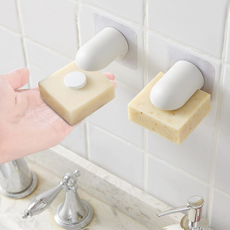 2 PCS Bathroom Punch Free Household Wall Mount Magnet Suction Drain Soap Box