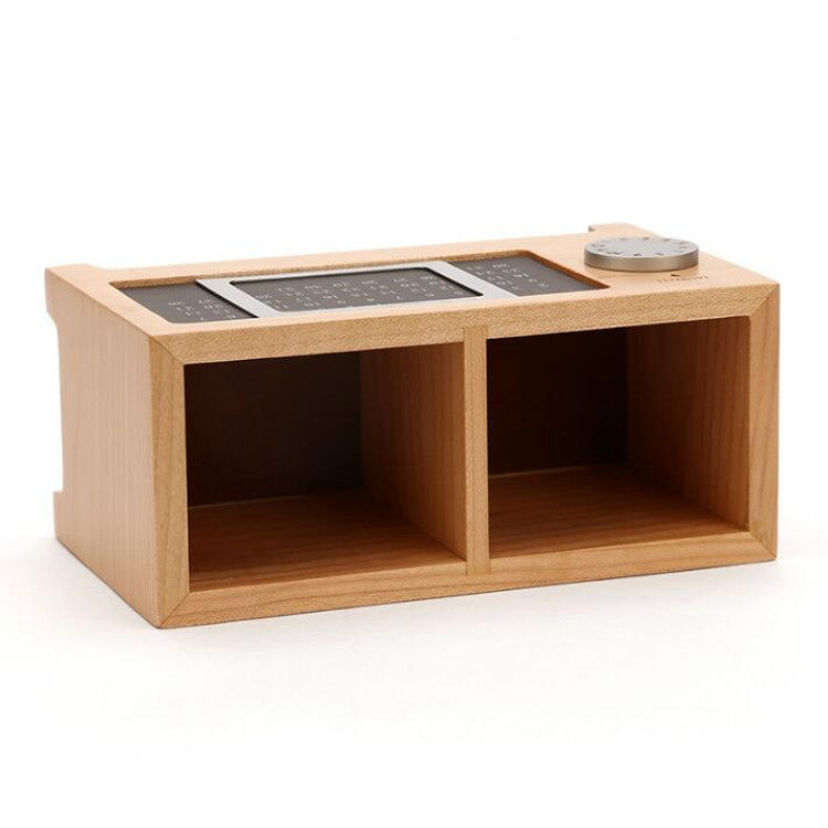 Wooden Perpetual Calendar Pen Box Creative Multifunctional Office Desktop Storage Supplies Pen Holder