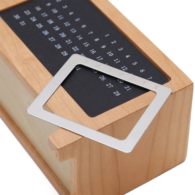 Wooden Perpetual Calendar Pen Box Creative Multifunctional Office Desktop Storage Supplies Pen Holder Maple