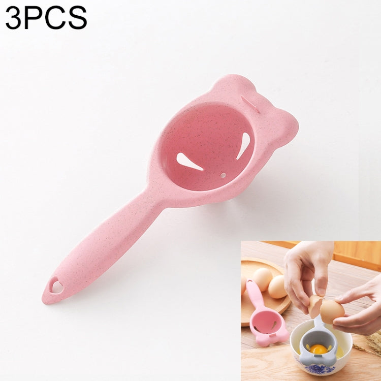 3 PCS 2260 Bear Ears Shape Kitchen Baking Wheat Straw Egg Yolk Egg White Separation Tool Filter Separator