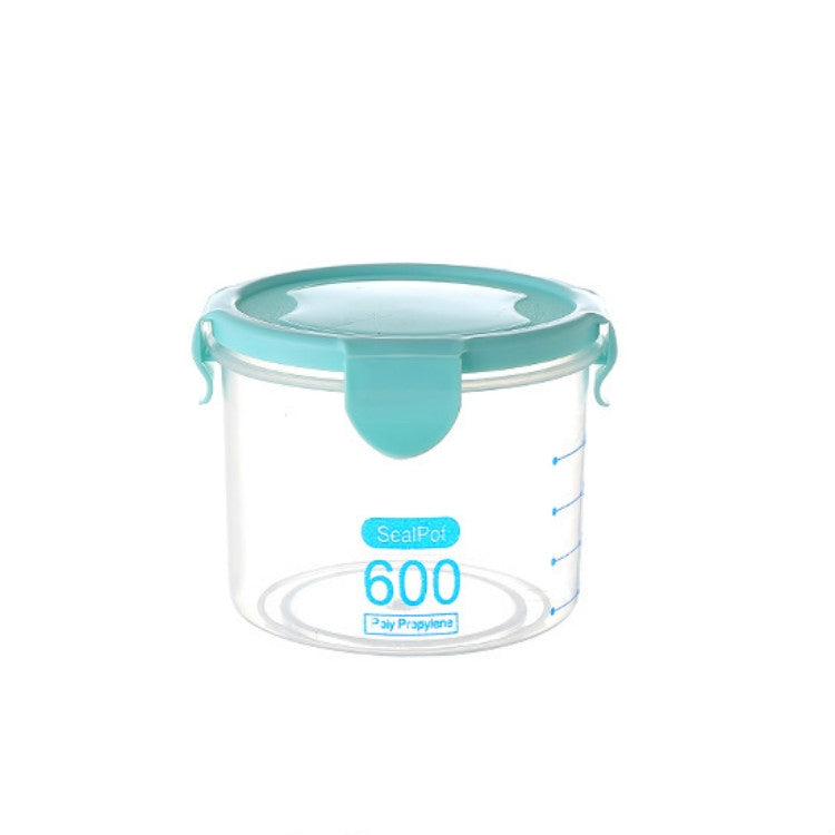 Kitchen Transparent Snack Storage Box Storage Tank Plastic Grain Storage Tank Food Sealed Can 600ml(Blue)