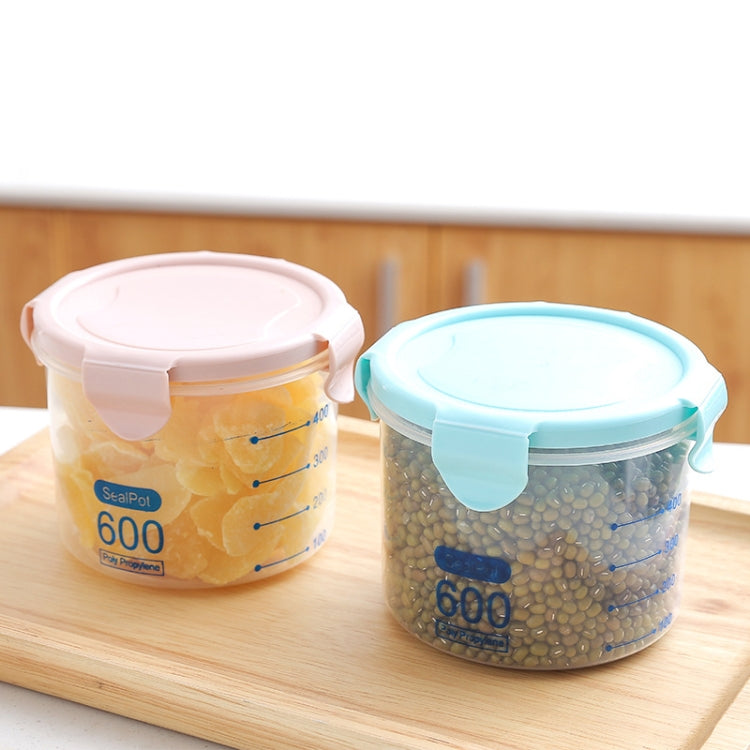 Kitchen Transparent Snack Storage Box Storage Tank Plastic Grain Storage Tank Food Sealed Can 800ml(Green)