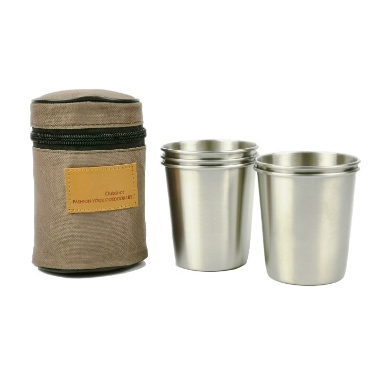 5 PCS Rolled Child Shockproof Stainless Steel Beer Milk Tea Cup with Cloth Bag, Capacity: 200ml