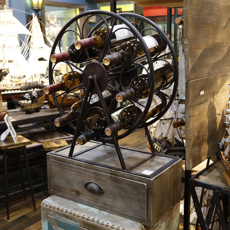 Windmill Shape Industrial Style Fashion Large Wrought Iron Wine Racks with Base