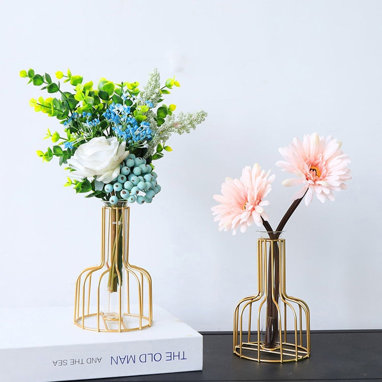 Wrought Iron Hydroponic Green Dried Flower Glass Flower Insert Decoration Without Fake Flowers