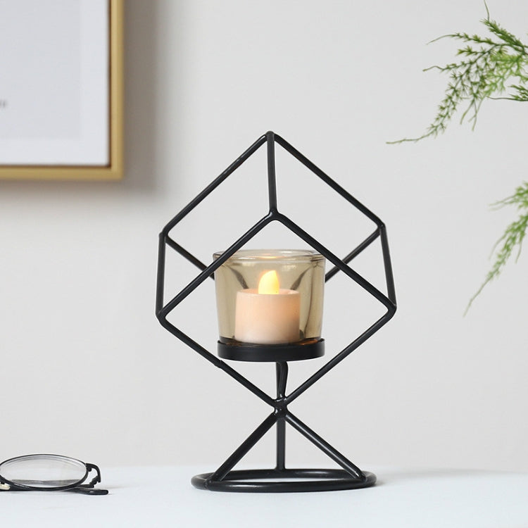 Geometric Three-dimensional Geometric Wrought Iron Candlestick Ornaments Without Candles