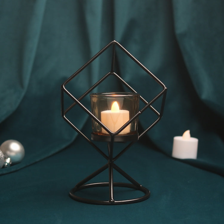 Geometric Three-dimensional Geometric Wrought Iron Candlestick Ornaments Without Candles