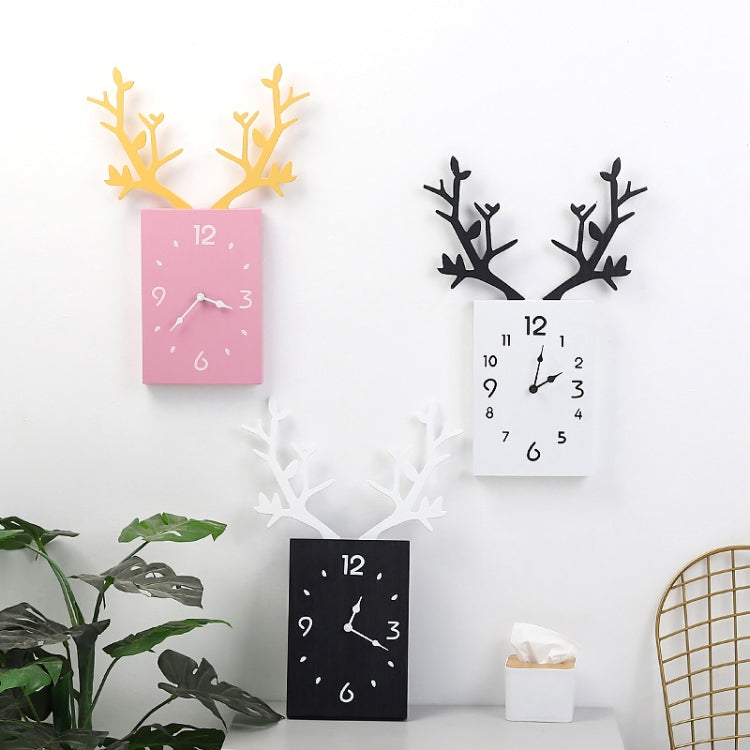 Wooden Antler Wall Clock Home Decor Living Room Bedroom Office Wall Clock