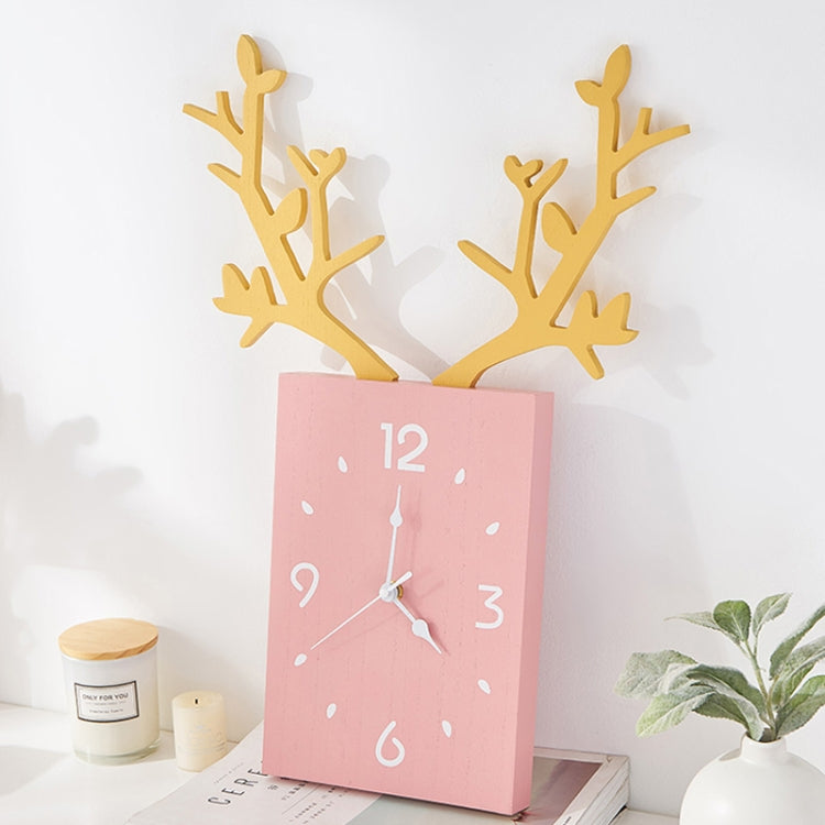 Wooden Antler Wall Clock Home Decor Living Room Bedroom Office Wall Clock