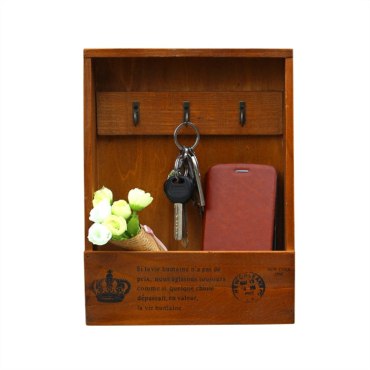 Retro Wooden Wall Bedside Hanging Storage Rack(Retro Color)