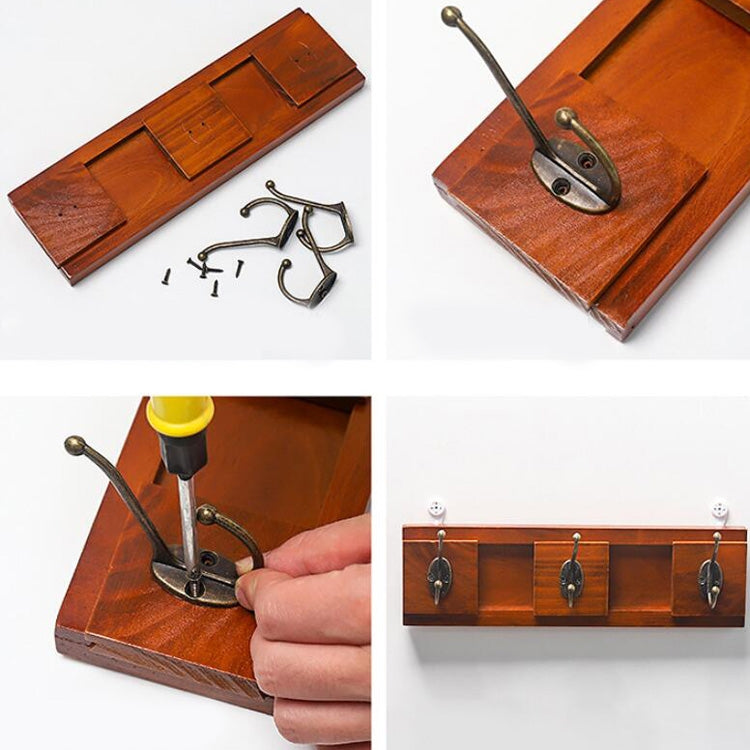 Retro Creative Door Behind Wooden Hooks Bedroom Wall Coats Hooks, Colour: Three Hooks