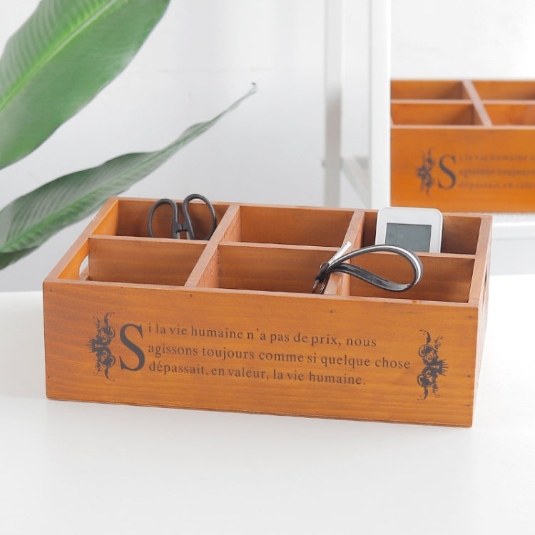 Vintage Desktop Wooden Storage Box Six Grid Succulent Planting Storage Wooden Box(Retro Color)