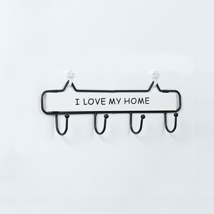 Creative Solid Wood Wrought Iron Hook Pastoral Vintage Door Coat Key Small Hanging Rack, Colour: Four Hook White