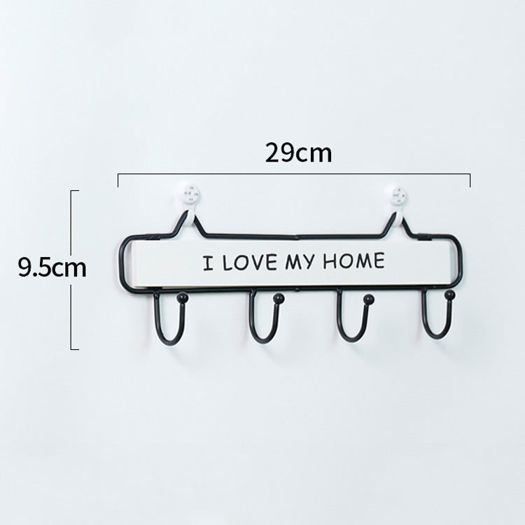 Creative Solid Wood Wrought Iron Hook Pastoral Vintage Door Coat Key Small Hanging Rack, Colour: Four Hook White