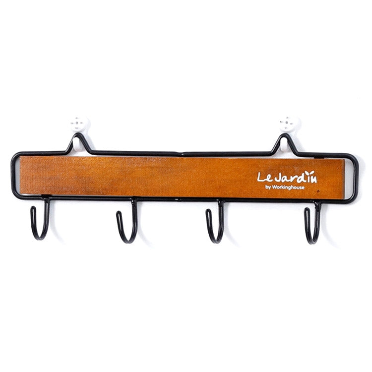 Creative Solid Wood Wrought Iron Hook Pastoral Vintage Door Coat Key Small Hanging Rack, Colour: Small Hook Retro Color