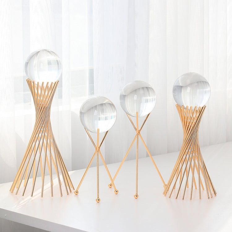 Wrought Iron Transparent Crystal Ball Decoration Creative Living Room Crystal Decoration, Style:Triangle Low Section