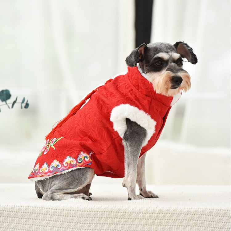 2 PCS Pet Winter Thickening Warm Tang Suit Cheongsam Pet Clothes, Size: M