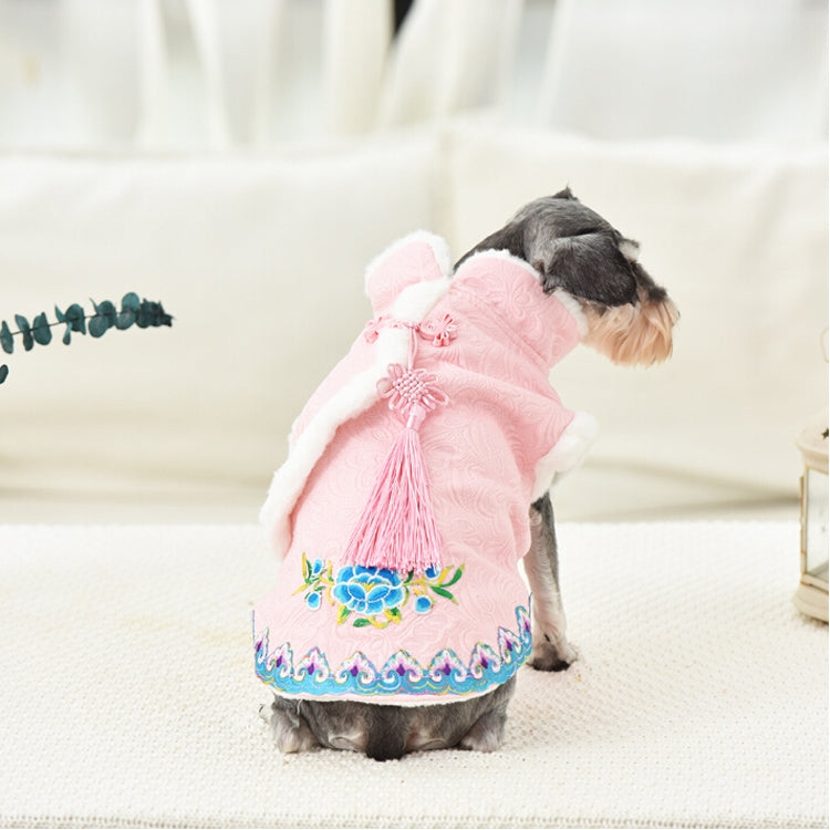 2 PCS Pet Winter Thickening Warm Tang Suit Cheongsam Pet Clothes, Size: M