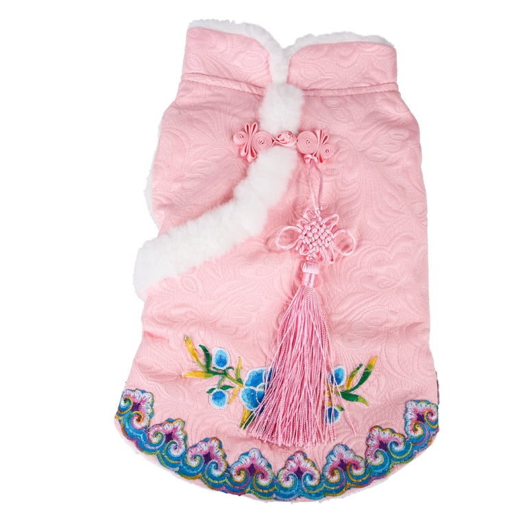 2 PCS Pet Winter Thickening Warm Tang Suit Cheongsam Pet Clothes, Size: M