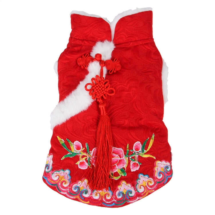 2 PCS Pet Winter Thickening Warm Tang Suit Cheongsam Pet Clothes, Size: L